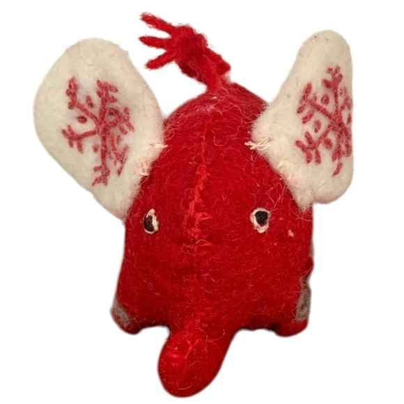 Handmade Tabletop Elephant Wool Stuffed Snowflake Elephant Christmas Decoration - Picture 3 of 10